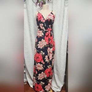 Soieblu Orange and Pink Halter Maxi Sundress